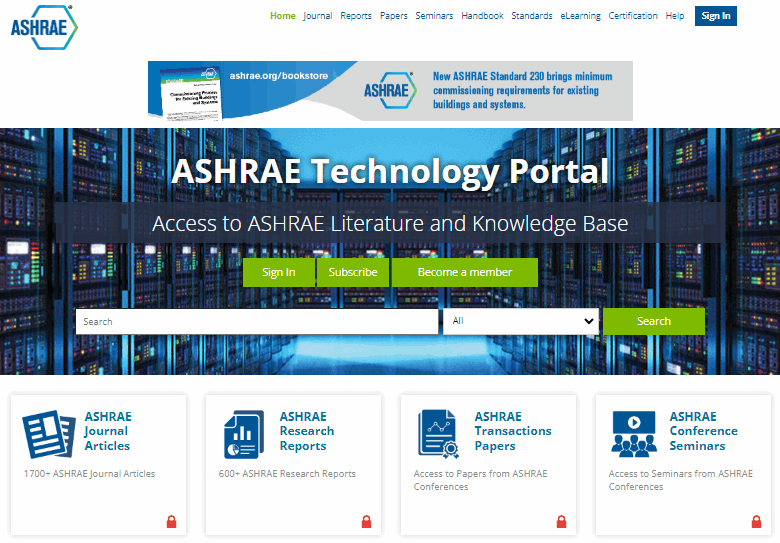 ASHRAE TECHNOLOGY PORTAL intelligence overview